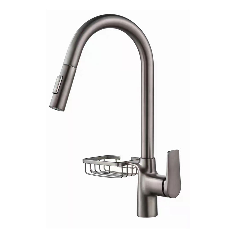 Brushed Kitchen Faucet With Shelf