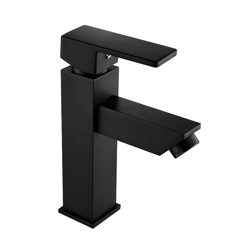 Matte Black Stainless Steel Square Bathroom Wash Basin Faucet