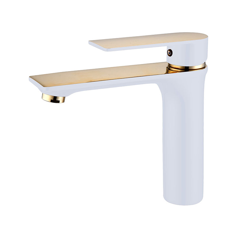 White Golden Basin Mixer Tap